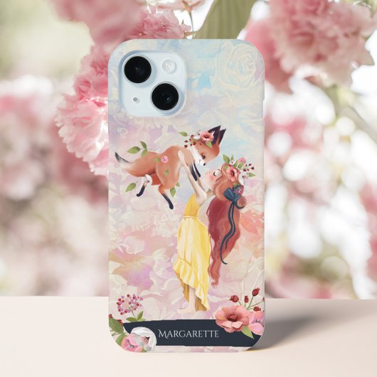 Redhead Meisje & Baby Fox Aangepaste Naam Case-Mate iPhone Case