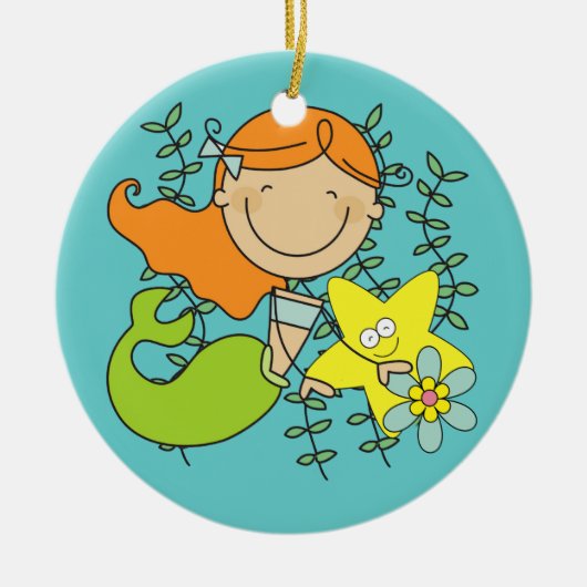 Redhead Mermaid Keramisch Ornament (Voorkant)
