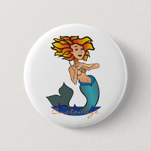 Redhead Mermaid Thunder_Cove Ronde Button 5,7 Cm