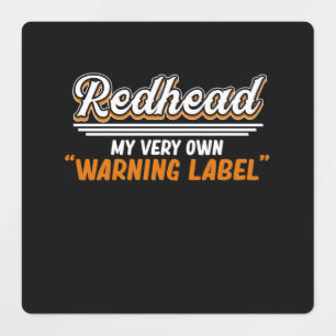 Redhead My Warning Étiquette mignonne Red Hair Gir