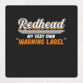 Redhead My Warning Étiquette mignonne Red Hair Gir (Design 2)