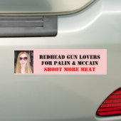 REDHEAD PISTOOL LOVERS, VOOR PALIN &... BUMPERSTICKER (Op auto)