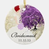 Redhead Radiant Paars Heart Leaf Tree Wedding Keramisch Ornament (Voorkant)