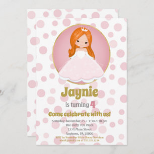Redhead Rose Princess Girls Invitation Anniversair