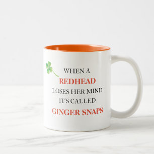 Redhead verliest geest Ginger Snaps Shamrock Grapp Tweekleurige Koffiemok