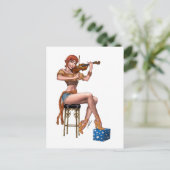Redhead Violin Player Gypsy Hipster van Al Rio Briefkaart (Staand voorkant)