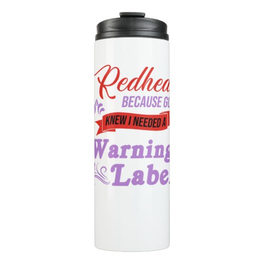 Redhead Warning Label Ginger Red Hair Gift Thermosbeker (Voorkant)