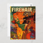 Redhead Warrior Maid Fighting Wolves Briefkaart (Voorkant / Achterkant)