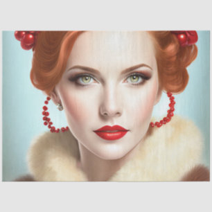 RedHeaded Beauty Retro Decoupage Meubels Tissuepapier