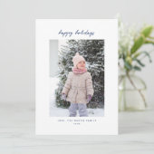 Rédigé à la main Carte photo de vacances bleu mini (Debout devant)