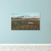 Redlands, CA - Mountain & Orchard Scene Canvas Afdruk (Insitu (Houten vloer))