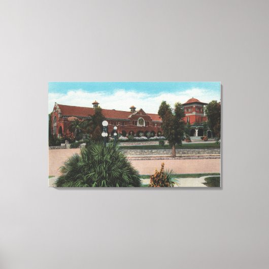 Redlands, CA - Uitzicht van Smiley Library Canvas Afdruk (Voorkant)