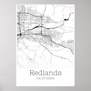 Redlands Map - Californië - City Map Poster
