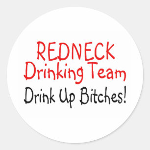 Redneck Drink Team (Rood Zwart) Ronde Sticker