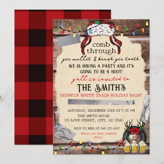 Rednek White Trash Holiday Basis Kaart (Voorkant / Achterkant)