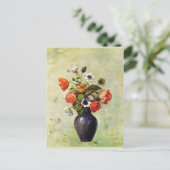 Redon - Anemones and Poppies in a Vase, Briefkaart (Staand voorkant)
