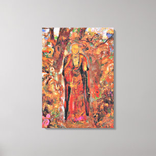 Redon - Boeddha die tussen de bloemen loopt Canvas Afdruk
