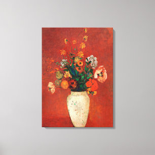 Redon - Boeket in een Chinese vaas Canvas Afdruk