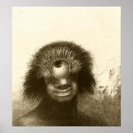 Redon - Deformed Polyp (glimlende ideeuze cyclops) Poster (Voorkant)