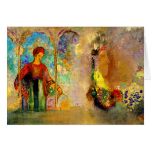 Redon - Gothische arcade, vrouw die bloemen verzam