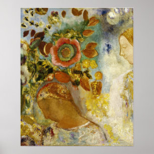 Redon - Twee jonge meisjes tussen bloemen Poster