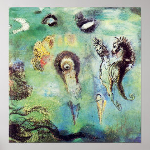 Redon - Zeepaarden Op Onderwater Landschap 1909 Poster