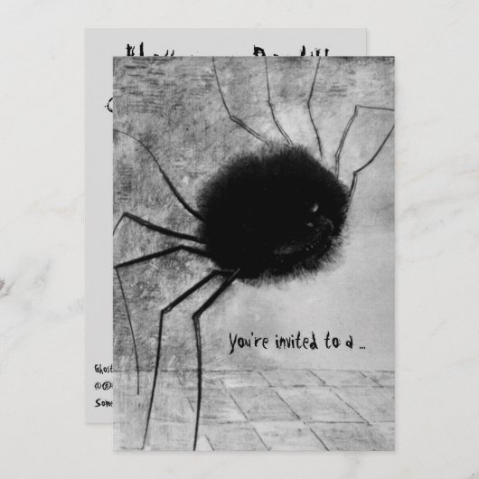 Redon's glimlachende Spider Halloween Party Invita Kaart (Voorkant / Achterkant)