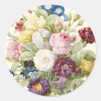 Redoute boeket van bloemen ronde Sticker