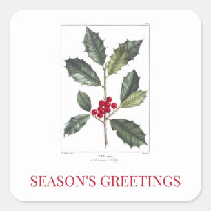 REDOUTÉ CHRISTMAS HOLLY ENVELOPE SEAL STICKER