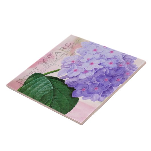 Redoute Franse Paars Hydrangea Ceramic Tile Tegeltje (Zijkant)