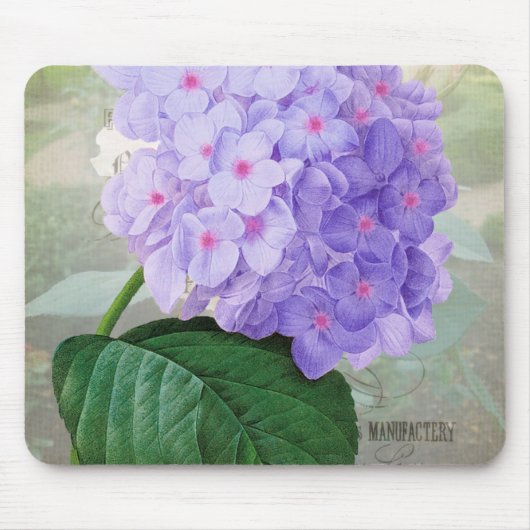 Redoute Paarse Hydrangea Mousepad Muismat (Voorkant)