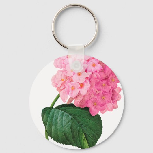 Redoute Pink Hydrangea Sleutelhanger (Voorkant)
