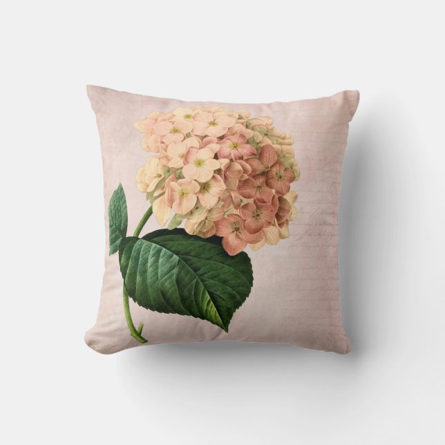 Redoute Pioenroos Hydrangea Kussen (Voorkant)