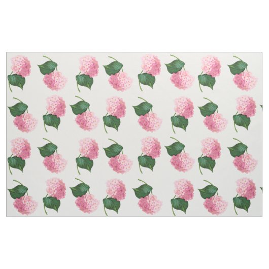 Redoute Tissu de coton peint rose Hydrangeas (Yard)