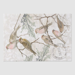 Redpoll Vogeltak Natuur Decoupage Parijse Vintage Tissuepapier