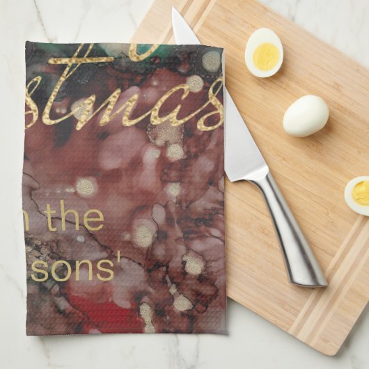 Reds Greens Golds Personalize Kitchen Theedoek (Quarter Fold)