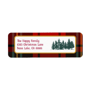 RedTartan Plaid Foto Vrolijk Kerstfeest Etiket