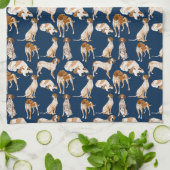 Redtick Coonhounds op marine Theedoek (Gevouwen)