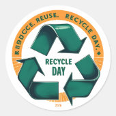 Reduce Reuse Recycle Eco Tee Ronde Sticker (Voorkant)