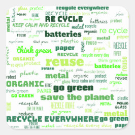 Reduce, Reuse, Recycle Word Cloud Vierkante Sticker