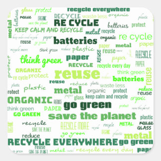 Reduce, Reuse, Recycle Word Cloud Vierkante Sticker