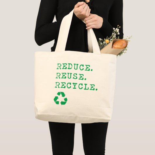 Reduce.Reuse.Recyclen. Grote Tote Bag (Voorkant (product))