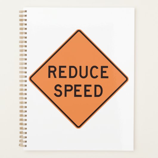 Reduce Speed Orange Diamond Road Sign (Devant)