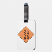 Reduce Speed Orange Diamond Road Sign Bagagelabel (Achterkant verticaal)