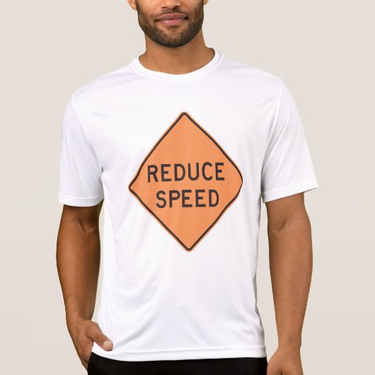 Reduce Speed Orange Diamond Road Sign T-shirt (Voorkant)