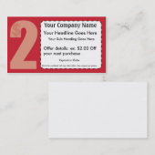 Réduction $2,00 Outre de la carte de bon (Devant / Derrière)