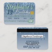 Réduction Blue|Green Drip Parties scintillant VIP Carte de c (Devant / Derrière)