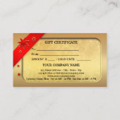 Réduction Carte cadeau de Noël Gold Red Ribbon (Dos)