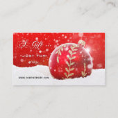 Réduction Carte cadeau de Noël Red Bauble Sparkling Neige (Devant)