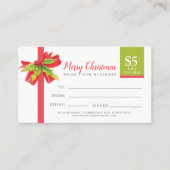 Réduction Carte cadeau de Noël ruban rouge vert 5 $ (Devant)